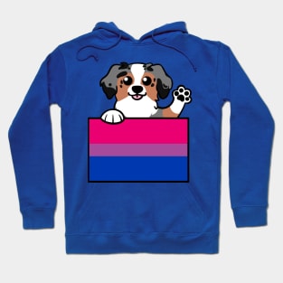 Love is Love Puppy - Blue Merle - Bi Pride Flag Hoodie